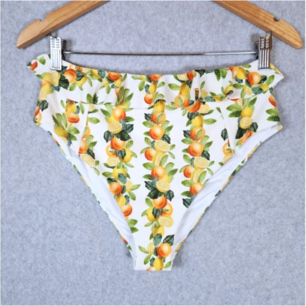 Show Me Your MuMu Citrus Lemons Oranges Swimsuit‎ Bikini Bottoms Size Large
